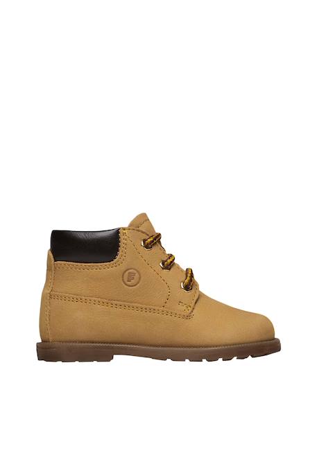 Bottines en cuir et suède stambecco Jaune ocre- 1 - vertbaudet enfant 