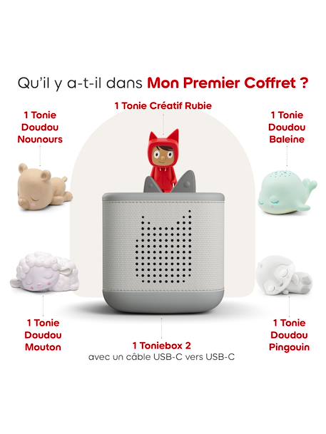 Tonies toniebox 2 pack boite à histoire pour enfant 1 à 9 ans, robuste & facile à utiliser, les copains du dodo, 4 figurines, gris lune MULTICOLORE 2 - vertbaudet enfant 