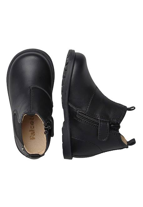 Bottines en cuir nappa à fermeture éclair winter wood Noir- 4 - vertbaudet enfant 