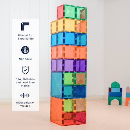 Jeu de construction magnétique arc-en-ciel paquet carré, 42 pièces Arc-en-ciel 3 - vertbaudet enfant 