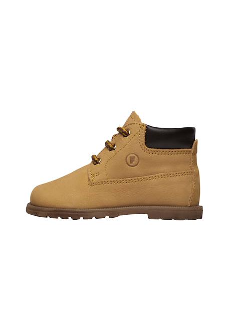 Bottines en cuir et suède stambecco Jaune ocre- 3 - vertbaudet enfant 