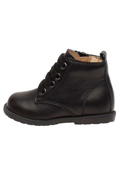 Bottines en cuir avec fermeture éclair et lacets robin new Noir- 3 - vertbaudet enfant 