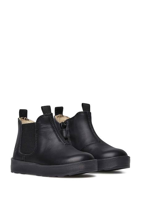 Bottines en cuir de veau lamé tarbell Noir- 2 - vertbaudet enfant 
