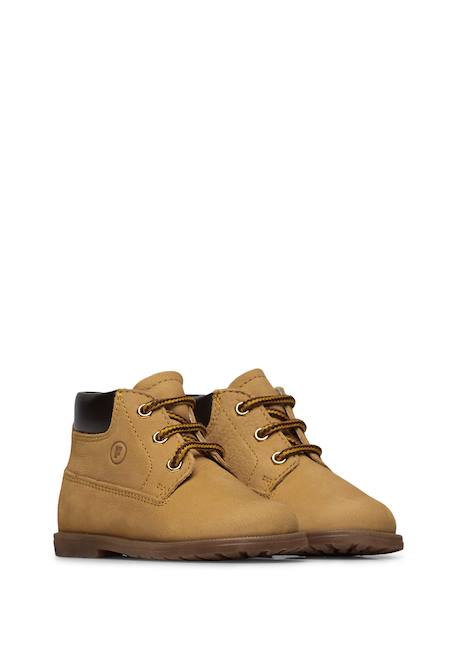 Bottines en cuir et suède stambecco Jaune ocre- 2 - vertbaudet enfant 
