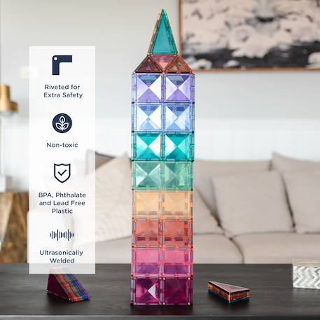 Jeu de construction magnétique pastel méga paquet, 202 pièces Pastel 3 - vertbaudet enfant 