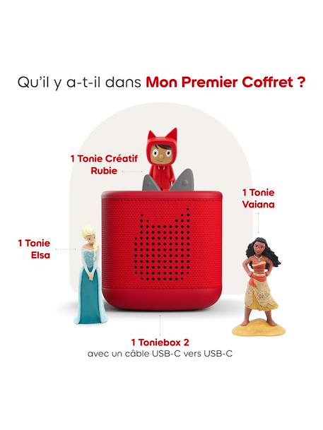 Tonies toniebox 2 pack boite à histoire pour enfant 1 à 9 ans, robuste & facile à utiliser, avec vaiana, elsa, rouge MULTICOLORE 2 - vertbaudet enfant 
