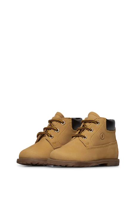 Bottines en cuir et suède stambecco Jaune ocre- 5 - vertbaudet enfant 