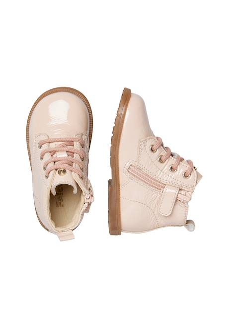 Bottines vernies à lacets et fermeture éclair robin new Rose poudré- 4 - vertbaudet enfant 