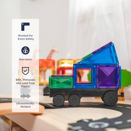 Jeu de construction magnétique arc-en-ciel paquet de transport, 50 pièces Arc-en-ciel 3 - vertbaudet enfant 