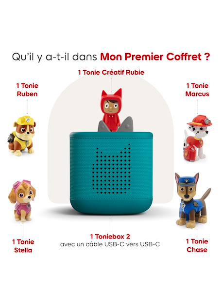 Tonies toniebox 2 pack boite à histoire pour enfant 1 à 9 ans, robuste & facile à utiliser, la pat' patrouille, 4 figurines, vert océan MULTICOLORE 2 - vertbaudet enfant 