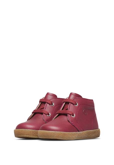 Chaussures à lacets en nappa brossé conte Berry red+Noir- 5 - vertbaudet enfant 