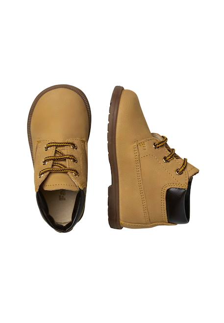 Bottines en cuir et suède stambecco Jaune ocre- 4 - vertbaudet enfant 