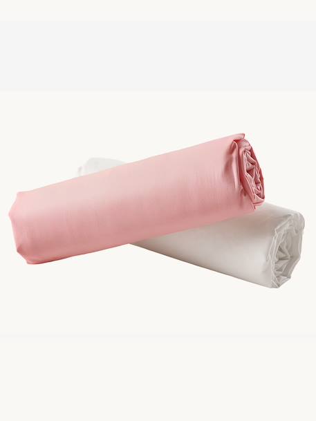 Lot de 2 draps-housses enfant en coton recyclé écru+gris perle+rose pâle+vert sauge 6 - vertbaudet enfant 