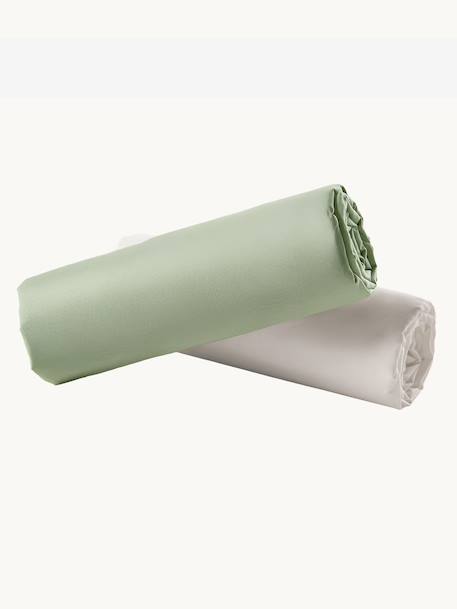 Lot de 2 draps-housses enfant en coton recyclé écru+gris perle+rose pâle+vert sauge 8 - vertbaudet enfant 
