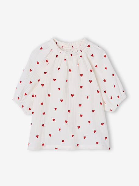 Blouse fille en gaze de coton écru+vanille+vert sauge 1 - vertbaudet enfant 