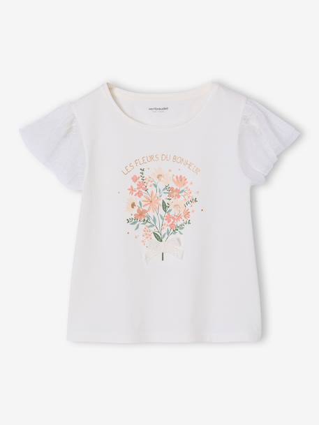 Tee-shirt manches courtes fleuri blanc 1 - vertbaudet enfant 