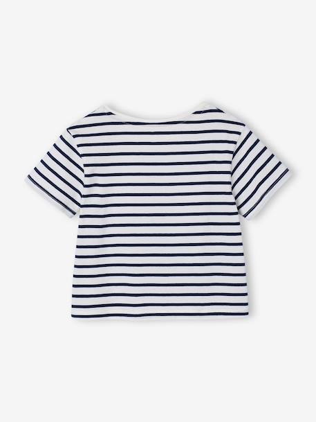 T-shirt fille détail noeud fantaisie écru+rayé bleu+rouge 5 - vertbaudet enfant 