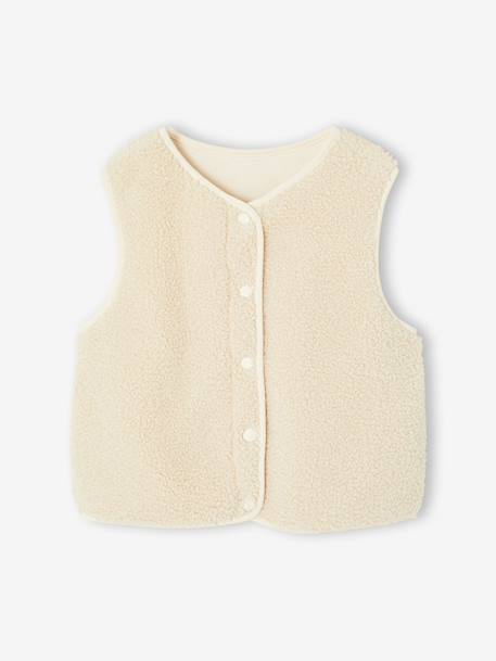 Gilet sans manches fille en sherpa écru+marron 3 - vertbaudet enfant 