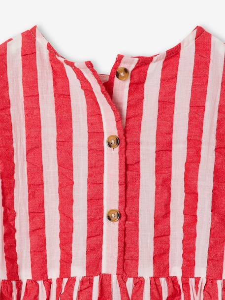 Robe fille en seersucker rayé rouge 5 - vertbaudet enfant 