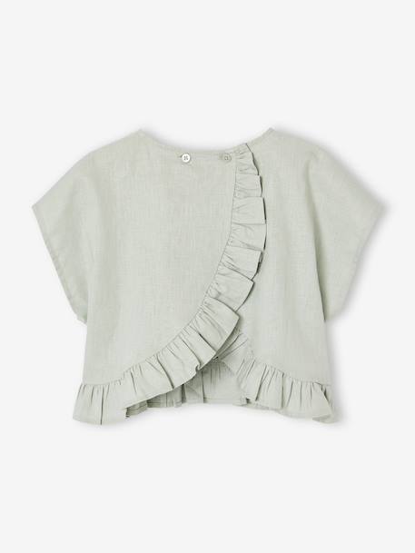 Blouse fille en lin vert sauge 2 - vertbaudet enfant 