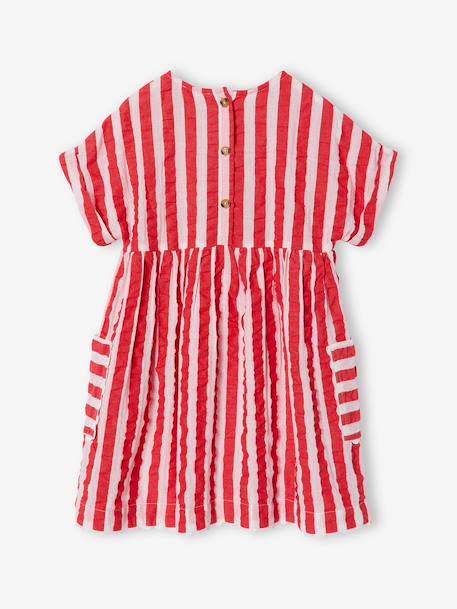 Robe fille en seersucker rayé rouge 3 - vertbaudet enfant 