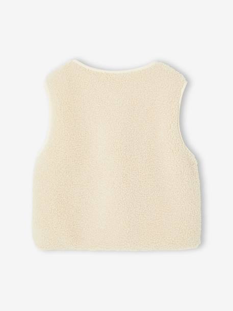 Gilet sans manches fille en sherpa écru+marron 4 - vertbaudet enfant 
