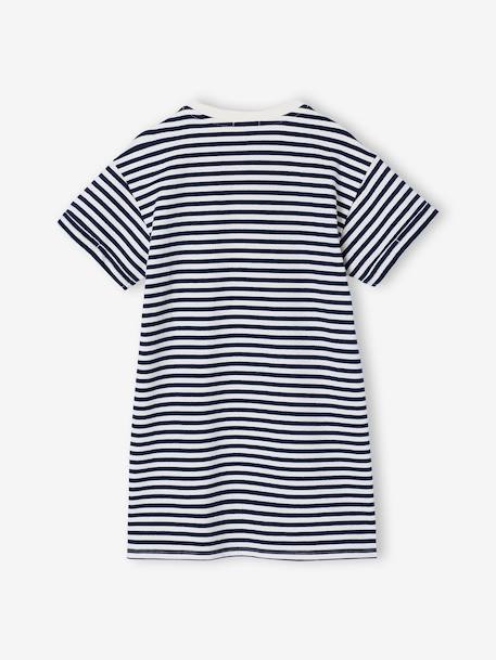 Robe fille en molleton léger motif gris chiné+rayé bleu+vert+vert sauge 7 - vertbaudet enfant 