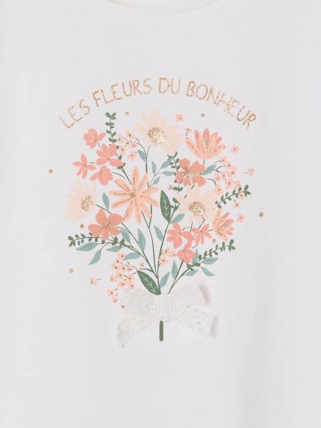 Tee-shirt manches courtes fleuri blanc 3 - vertbaudet enfant 
