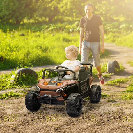 Buggy électrique enfant utv - 12v, 6km/h max. - télécommande - nombreux effets Marron 2 - vertbaudet enfant 