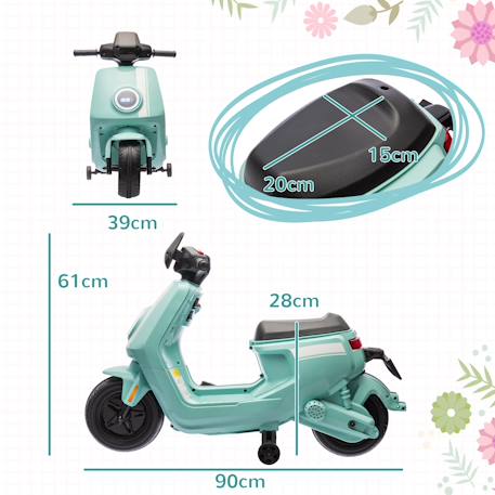 Scooter électrique enfant - moto enfant 6v 25w 2 vitesses 1,5-3 km/h max. - effets sonores lumineux Rouge+Vert 9 - vertbaudet enfant 