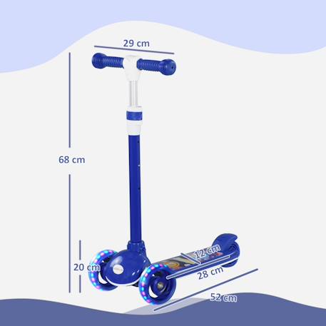 Trottinette enfant trottinette 3 roues lumineuses led hauteur guidon réglable frein à friction arrière Bleu 3 - vertbaudet enfant 