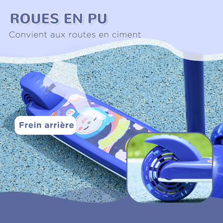 Trottinette enfant trottinette 3 roues lumineuses led hauteur guidon réglable frein à friction arrière Bleu 5 - vertbaudet enfant 