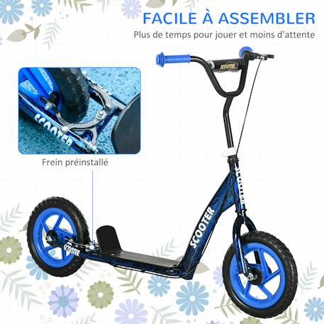 Trottinette patinette enfant roues 30 cm guidon réglable poignée frein et béquille acier Bleu+Rouge+Vert 5 - vertbaudet enfant 
