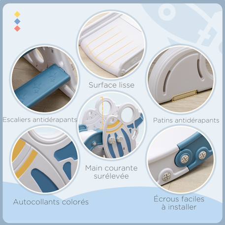 Toboggan enfant design fusée - usage intérieur Bleu+Gris 5 - vertbaudet enfant 