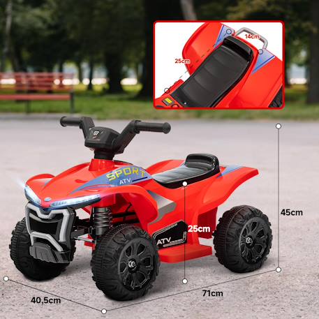 Quad électrique enfant 6v max. 2,5km/h phare effet sonore marche av-ar Rouge 3 - vertbaudet enfant 