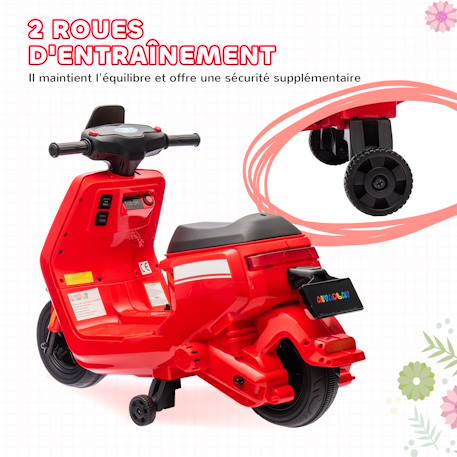 Scooter électrique enfant - moto enfant 6v 25w 2 vitesses 1,5-3 km/h max. - effets sonores lumineux Rouge+Vert 6 - vertbaudet enfant 