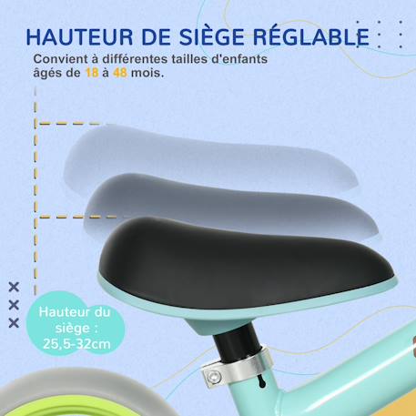 Draisienne enfant selle réglable roues eva Bleu+Crème 3 - vertbaudet enfant 
