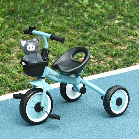 Tricycle enfant multi-équipé garde-boue sonnette panier pédales antidérapantes siège réglable avec dossier Blanc+Bleu+Rose+Vert 8 - vertbaudet enfant 