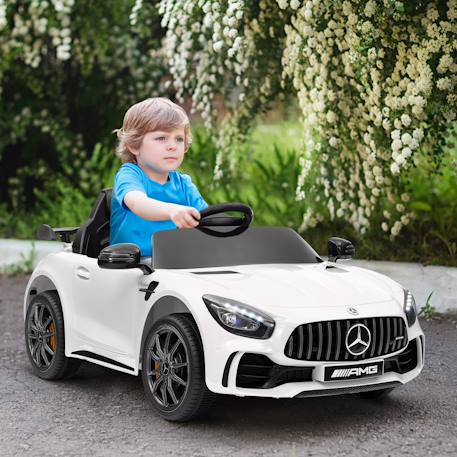 Voiture électrique enfant mercedes-benz amg gtr - 12v, 5km/h max. - nombreux effets - télécommande Blanc+Rouge 2 - vertbaudet enfant 
