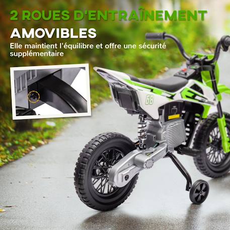 Moto cross électrique dirt bike enfant 12v 2 moteurs 2 vitesses 2,4-5 km/h max. Musiques Rouge+Vert 11 - vertbaudet enfant 