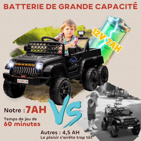 Buggy quad électrique enfant 6 roues - télécommande - coffre benne - nombreux effets Noir 5 - vertbaudet enfant 