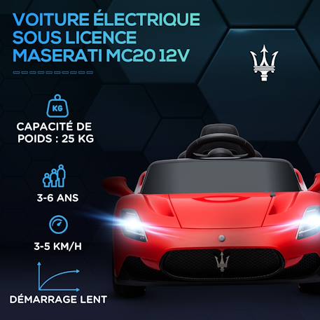 Voiture électrique enfant maserati mc 20 cielo 12v 5 km/h max. Télécommande nombreux effets Rouge 4 - vertbaudet enfant 