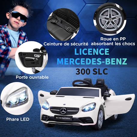 Voiture électrique enfant mercedes slc 300 6 v 5 km/h max. Télécommande effets sonores lumineux Blanc+Noir+Rose+Rouge 4 - vertbaudet enfant 