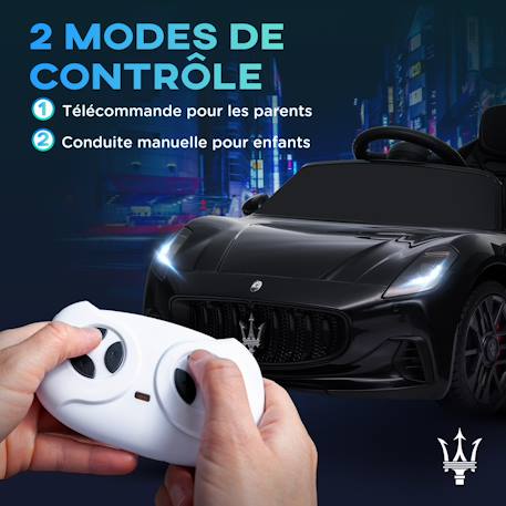 Voiture électrique enfant maserati gran turismo folgore télécommande nombreux effets Blanc+Gris+Noir 17 - vertbaudet enfant 