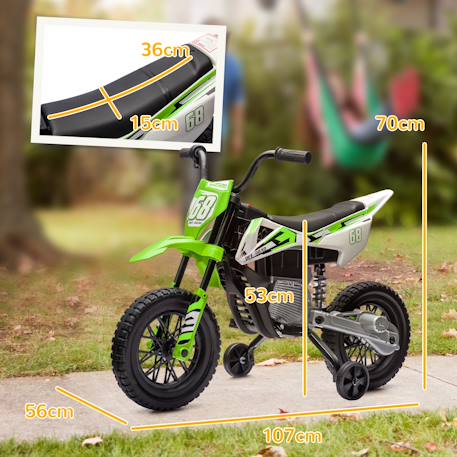 Moto cross électrique dirt bike enfant 12v 2 moteurs 2 vitesses 2,4-5 km/h max. Musiques Rouge+Vert 9 - vertbaudet enfant 