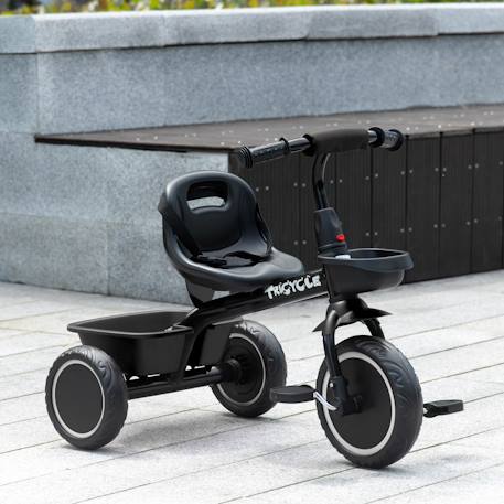 Tricycle enfant - siège réglable avec dossier et ceinture, pédales antidérapantes - panier, benne arrière Noir+Rouge 2 - vertbaudet enfant 