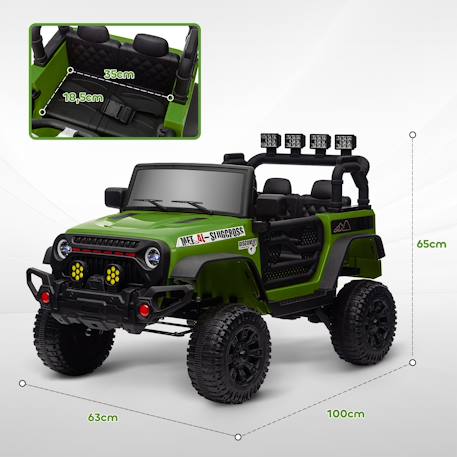 Voiture électrique 4x4 enfant - portes ouvrables, ceinture, télécommande - 3 vitesses - effets sonores lumineux Vert 3 - vertbaudet enfant 