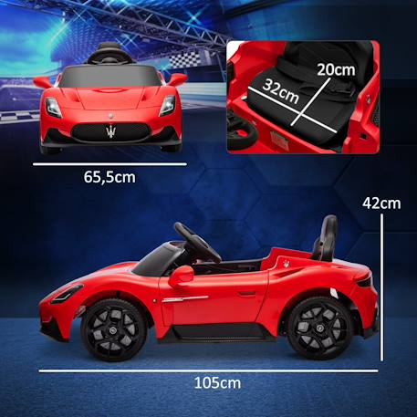 Voiture électrique enfant maserati mc 20 cielo 12v 5 km/h max. Télécommande nombreux effets Rouge 3 - vertbaudet enfant 