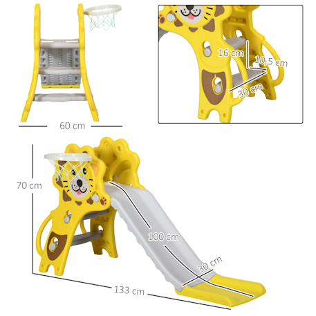 Toboggan enfant - panier basket, ballon, pompe inclus - hdpe Jaune 3 - vertbaudet enfant 