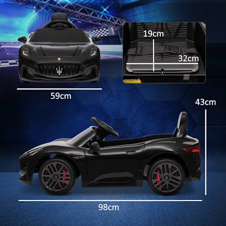 Voiture électrique enfant maserati gran turismo folgore télécommande nombreux effets Blanc+Gris+Noir 15 - vertbaudet enfant 